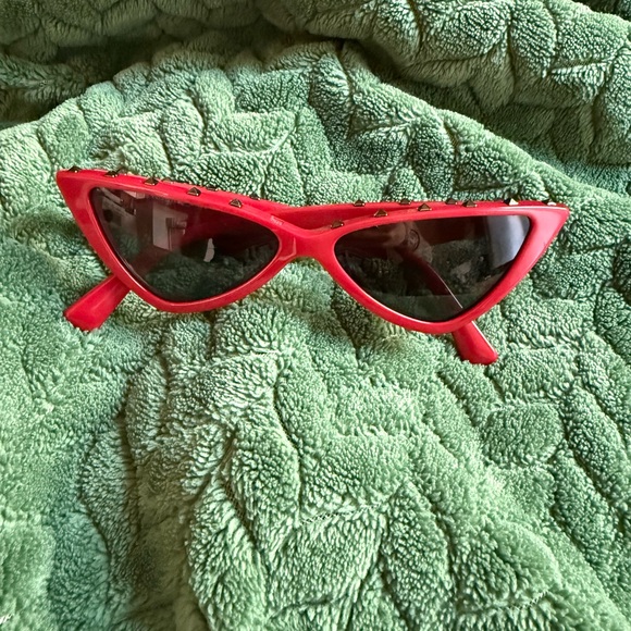 Valentino red rockstud cat eye sunglasses main image 4